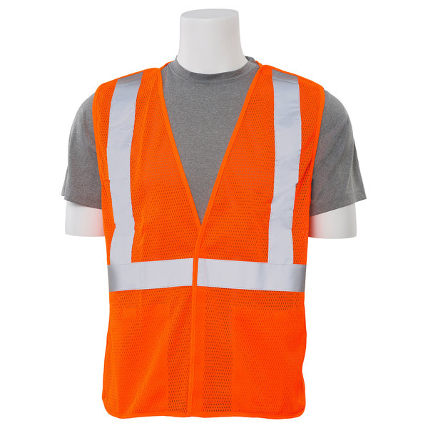 Erb Safety Safety Vest, Break Away, Mesh, Class 2, S320, Hi-Viz Orange, XL 61112
